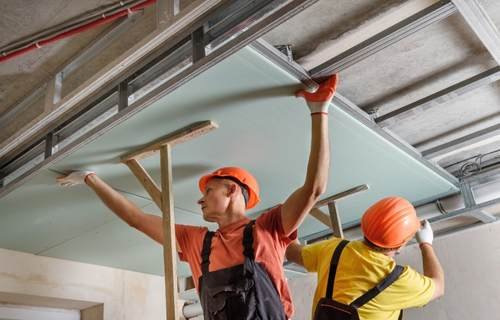 gypsum, pop & grid ceiling